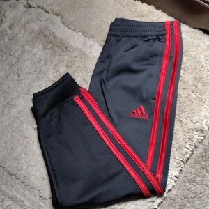 Adidas Kids Charcoal and Scarlet Joggers